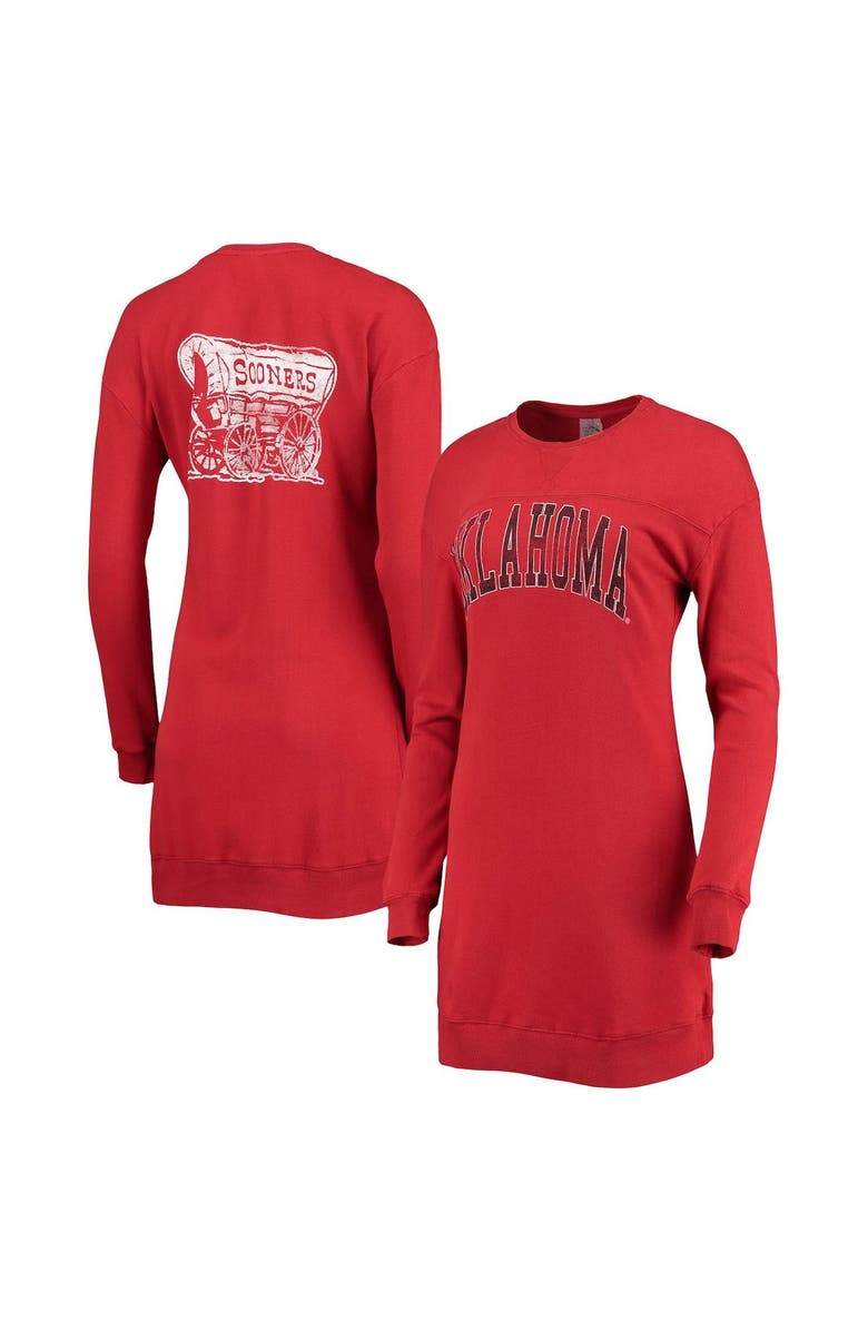 GAMEDAY COUTURE Women's Gameday Couture Crimson Oklahoma Sooners 2-Hit Sweatshirt Dress, Main, color, 
