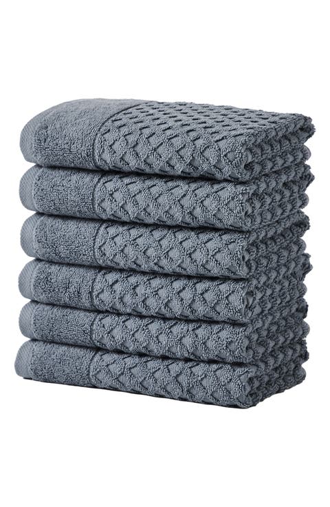Diamond Waffle Texture 6-Pack Hand Towel Set