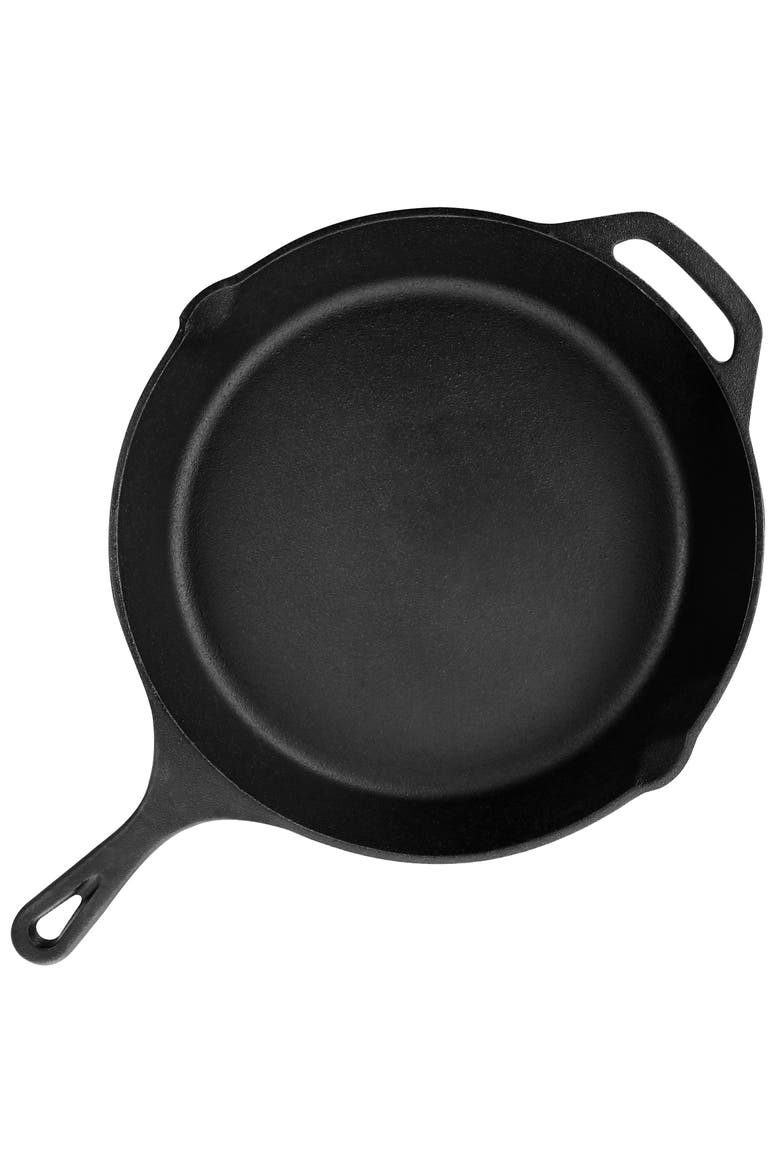 12 Inch Round Preseasoned Cast Iron Frying Pan, Alternate, color, Black