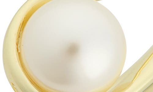 Covet Faux Pearl & Cz Open Cuff Ring In Pearl/clear/gold