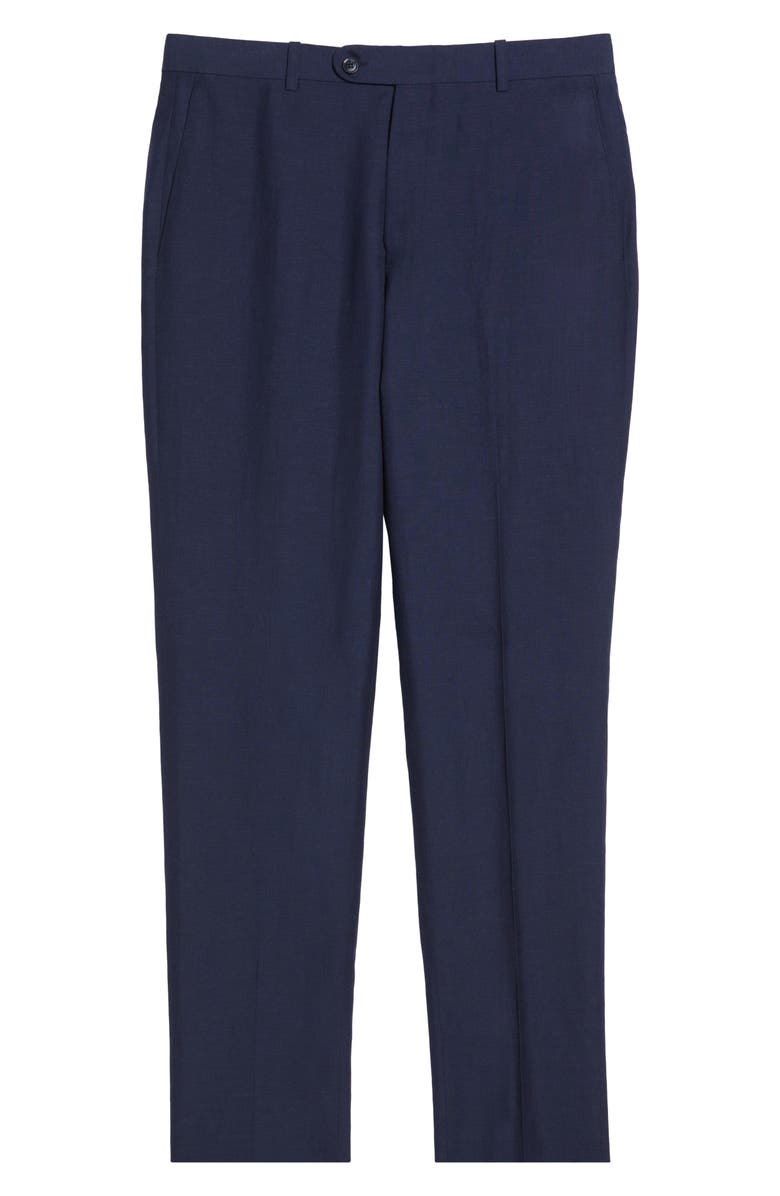 Peter Millar Harker Navy Flat Front Wool & Linen Dress Pants, Alternate, color, Navy