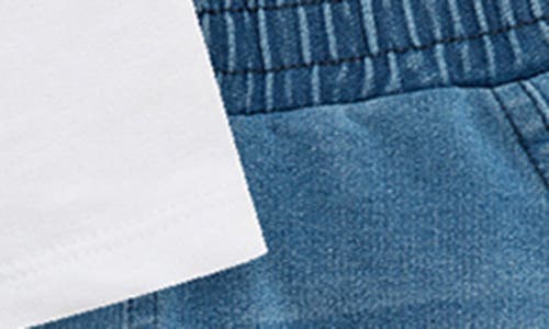 Habitual Kids Eyelet Embroidered Hoodie & Pull-on Jeans Set In White