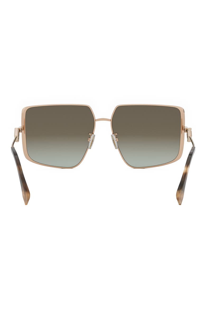 Diamonds 59mm Gradient Geometric Sunglasses, Alternate, color, SHINY ROSE GOLD / GREEN