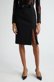 Dolce&Gabbana Bow Waist Wool Blend Pencil Skirt