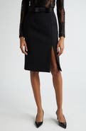 Dolce&Gabbana Bow Waist Wool Blend Pencil Skirt