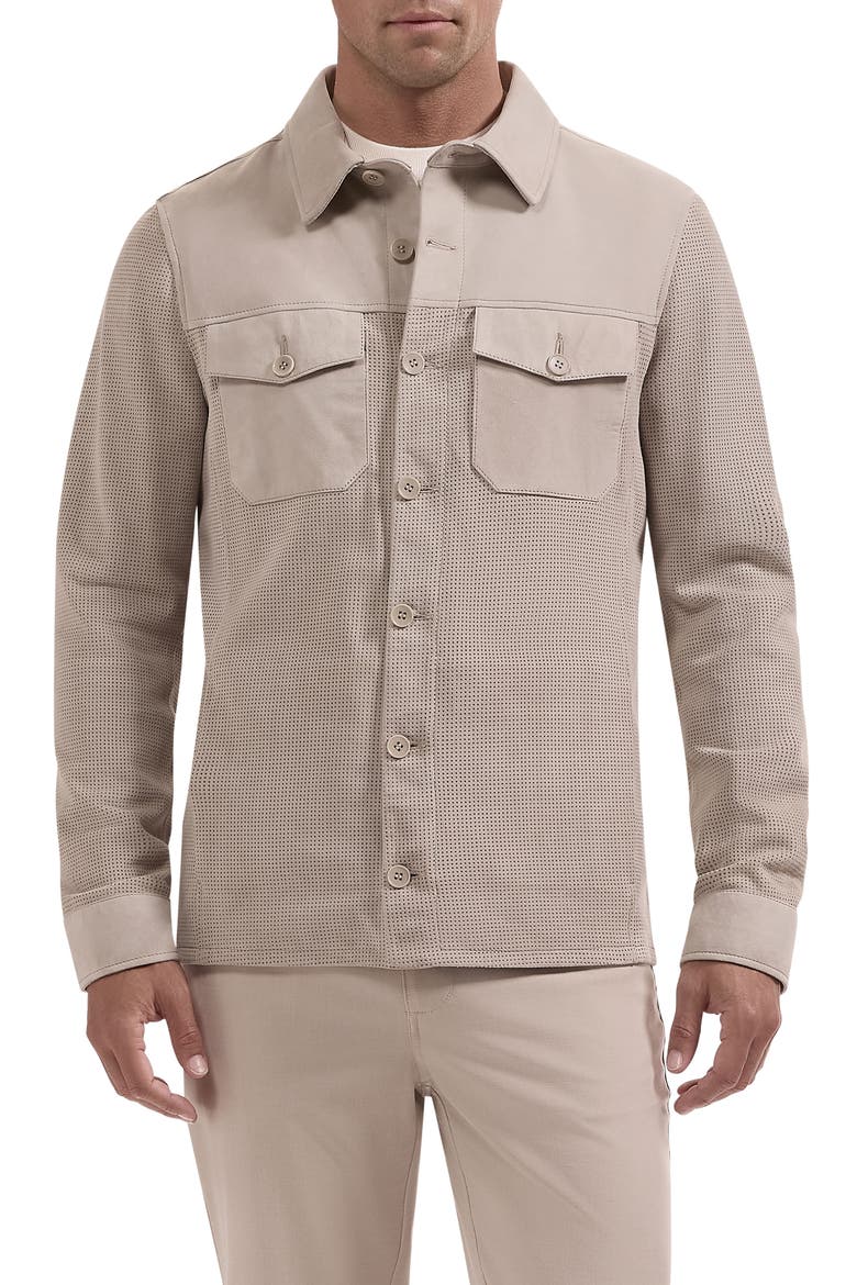 Perforated Suede Jacket, Main, color, OATMEAL