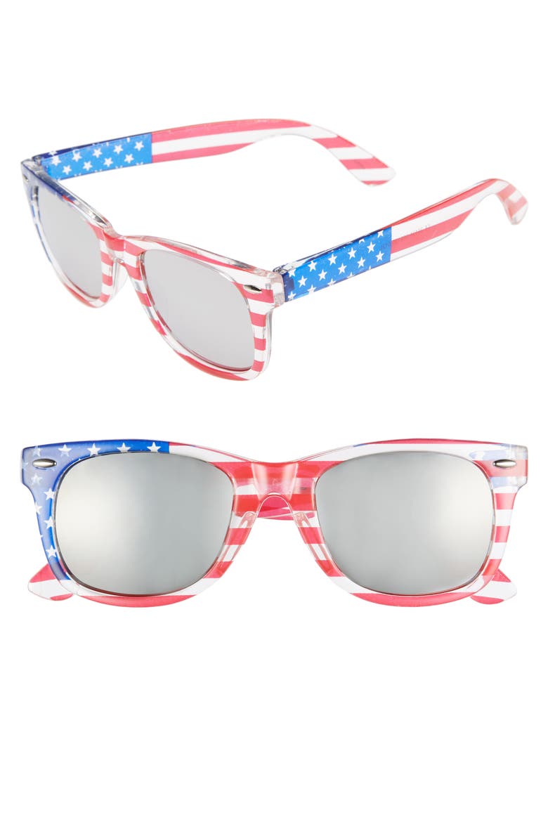 Americana 63mm Stars & Stripes Sunglasses, Main, color, RED/ BLUE