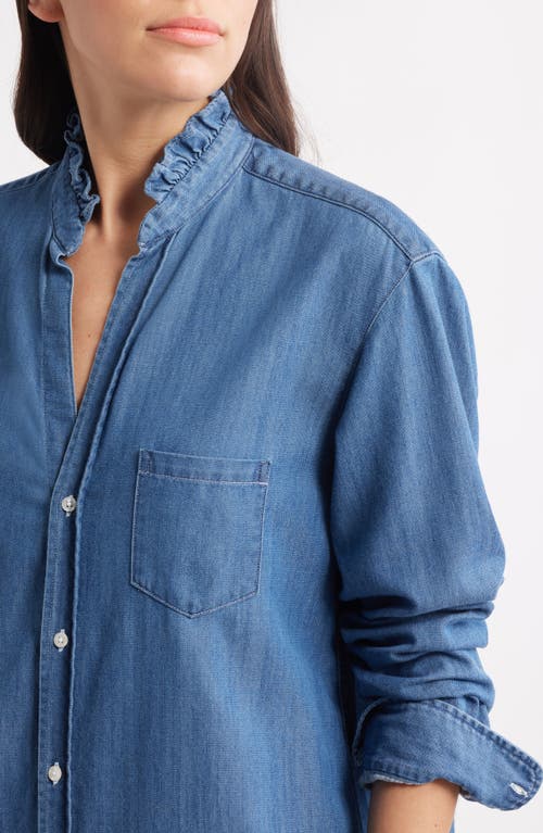 Frank & Eileen Mary Ruffle Collar Long Sleeve Denim Shirtdress In Vintage Stonewashed Indigo