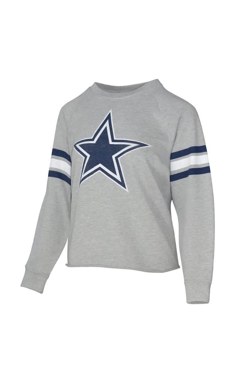 LAUREN JAMES Women's Lauren James Gray Dallas Cowboys Raglan Terry Sweatshirt, Alternate, color, Gray