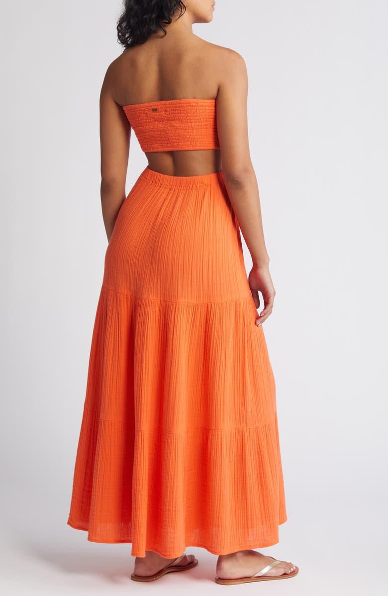 Rip Curl Premium Surf Strapless Cutout Maxi Dress, Alternate, color, Bright Orange