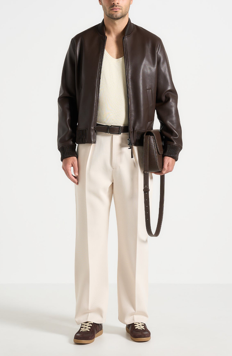 Manière De Voir Dorian Relaxed Fit Twill Pleated Tailored Trousers, Alternate, color, Cream