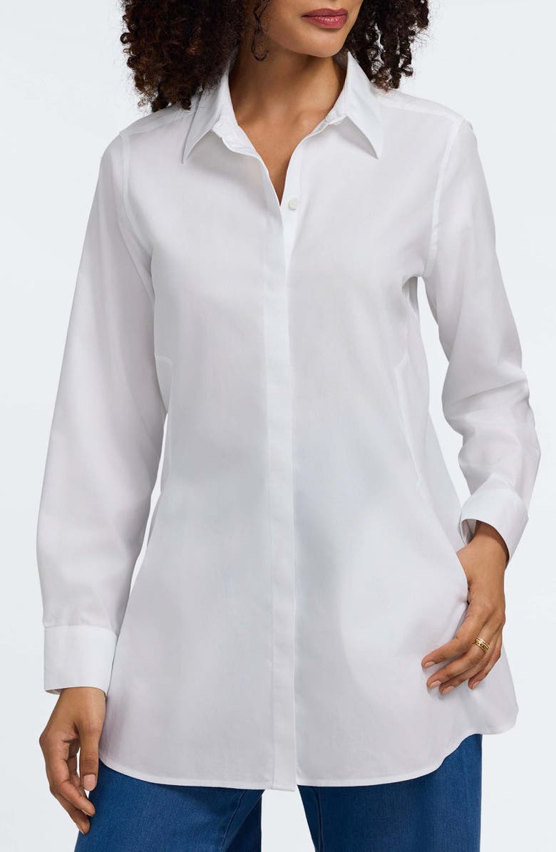 Foxcroft Cici Non-Iron Tunic Blouse, Alternate, color, White