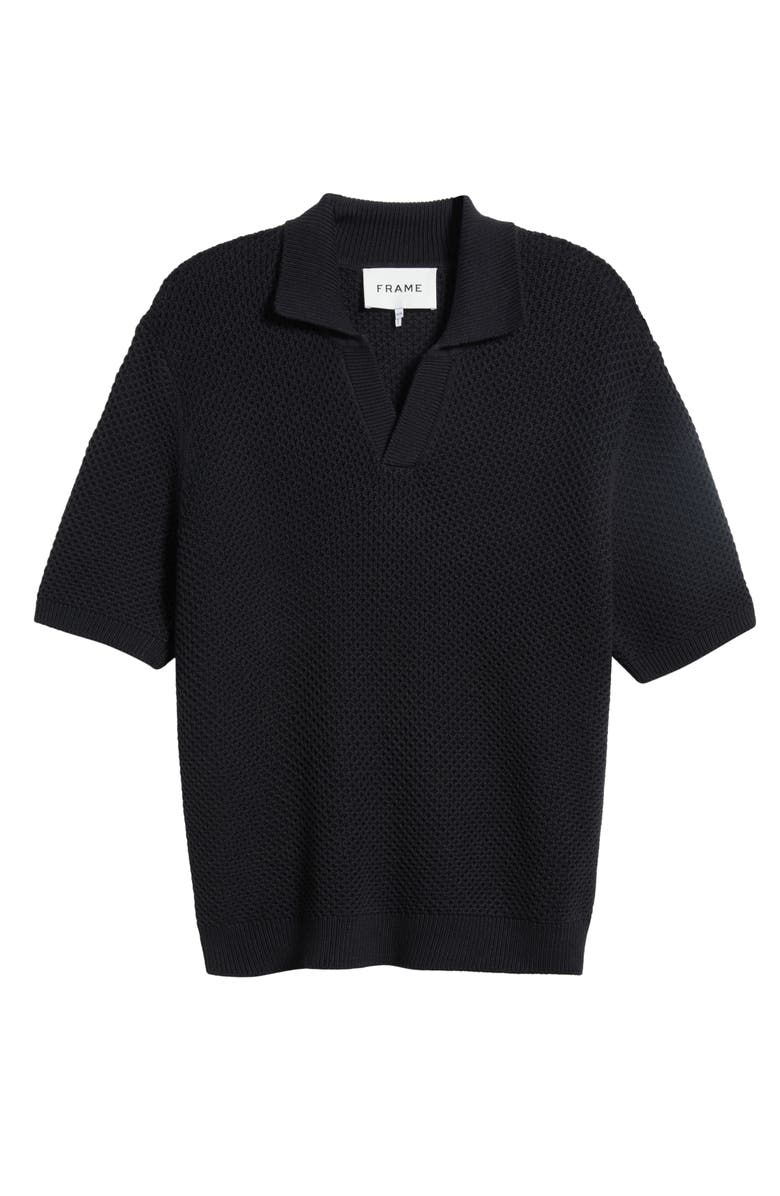 FRAME Open Knit Cotton & Silk Polo Sweater, Alternate, color, 