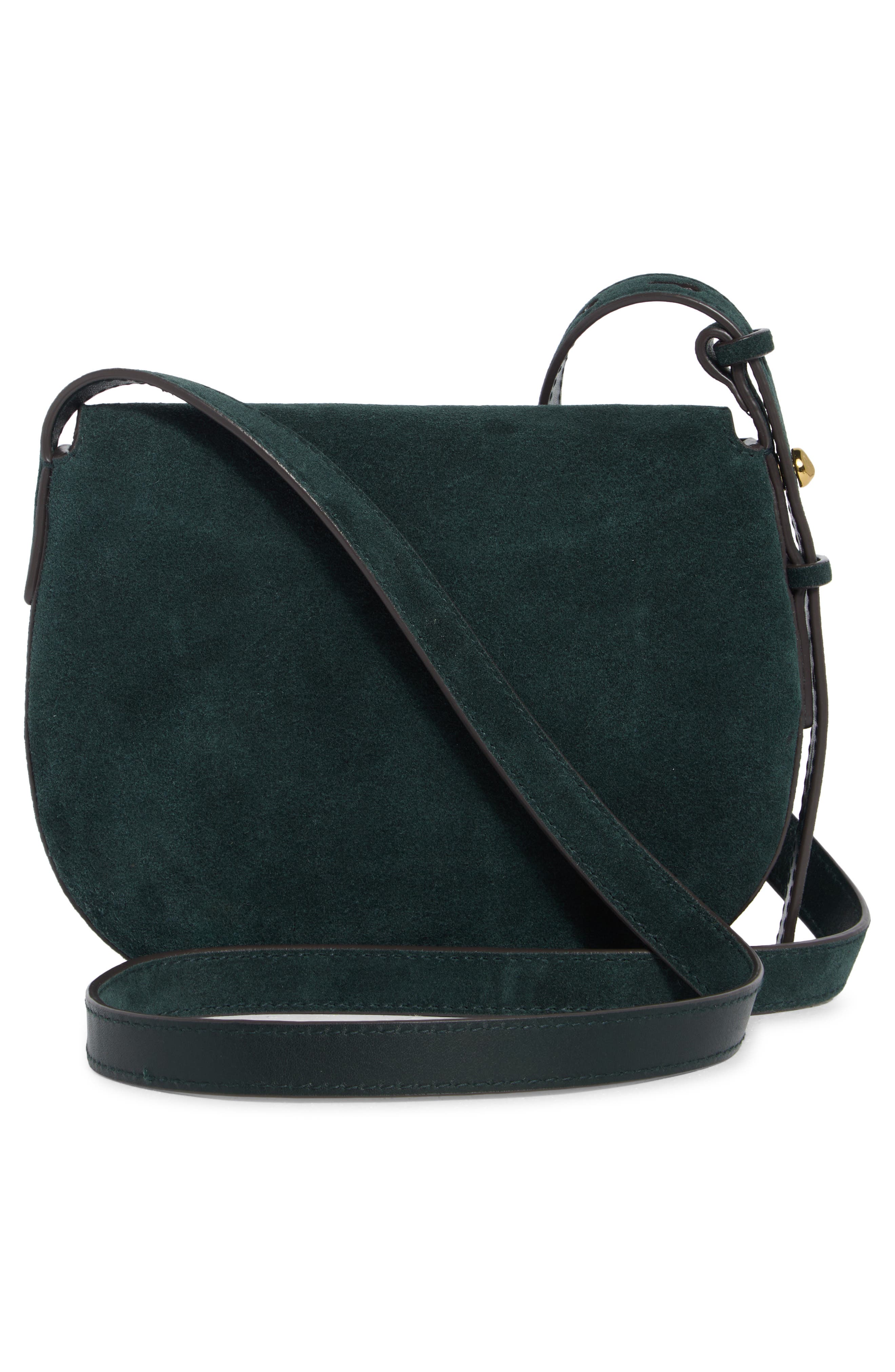 Madewell The Small Dakota Suede Saddle Bag, Alternate, color, Midnight Forest