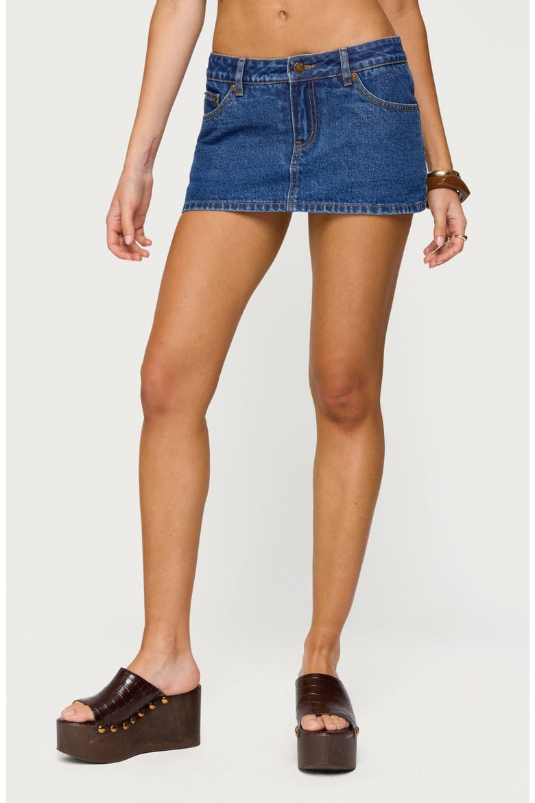 Camelia Low Rise Denim Miniskort, Main, color, BLUE-WASHED