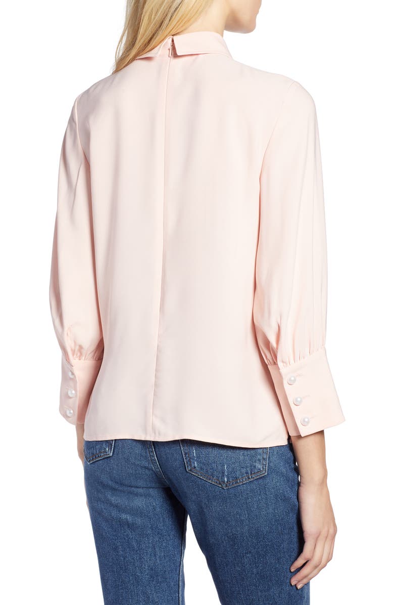 Halogen<sup>®</sup> x Atlantic-Pacific Bow Front Pleated Blouse, Alternate, color, 