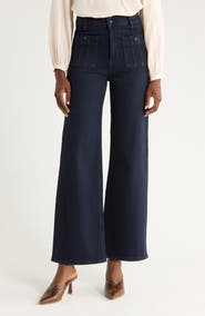 PAIGE Anessa High Waist Patch Pocket Wide Leg Jeans