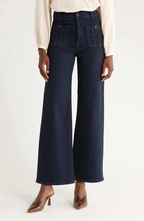 PAIGE Anessa High Waist Patch Pocket Wide Leg Jeans