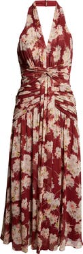 Cinq à Sept Mae Bouquet Floral Print Halter Dress