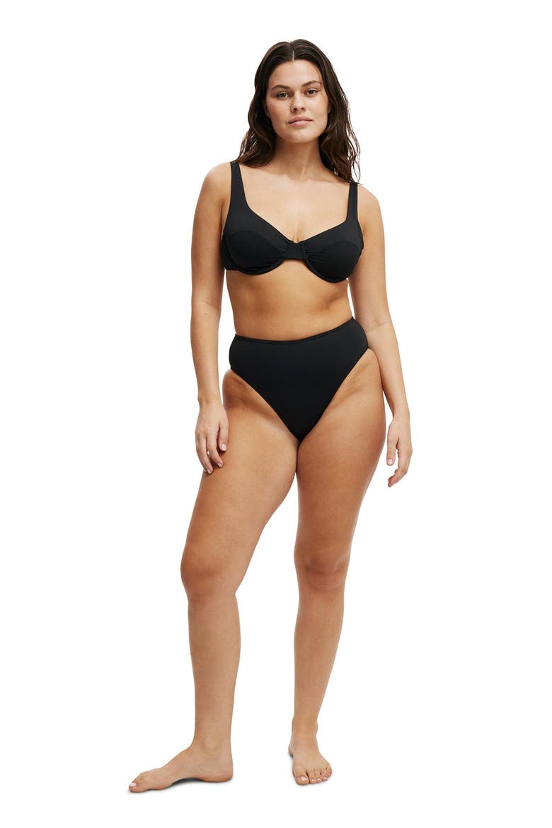 Women's Highwaisted Cheeky Bikini Bottom, Alternate, color, Black