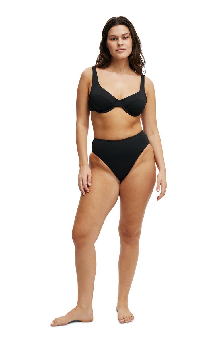 COTTON ON BODY Women's Highwaisted Cheeky Bikini Bottom, Alternate, color, Black