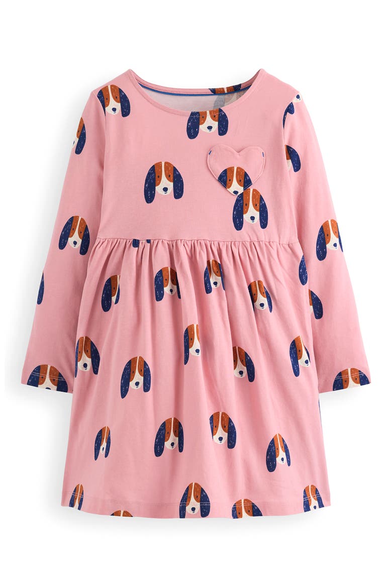 Kids' Ariel Twirly Long Sleeve Cotton Jersey Dress, Main, color, VINTAGE PINK SPACED PUPS