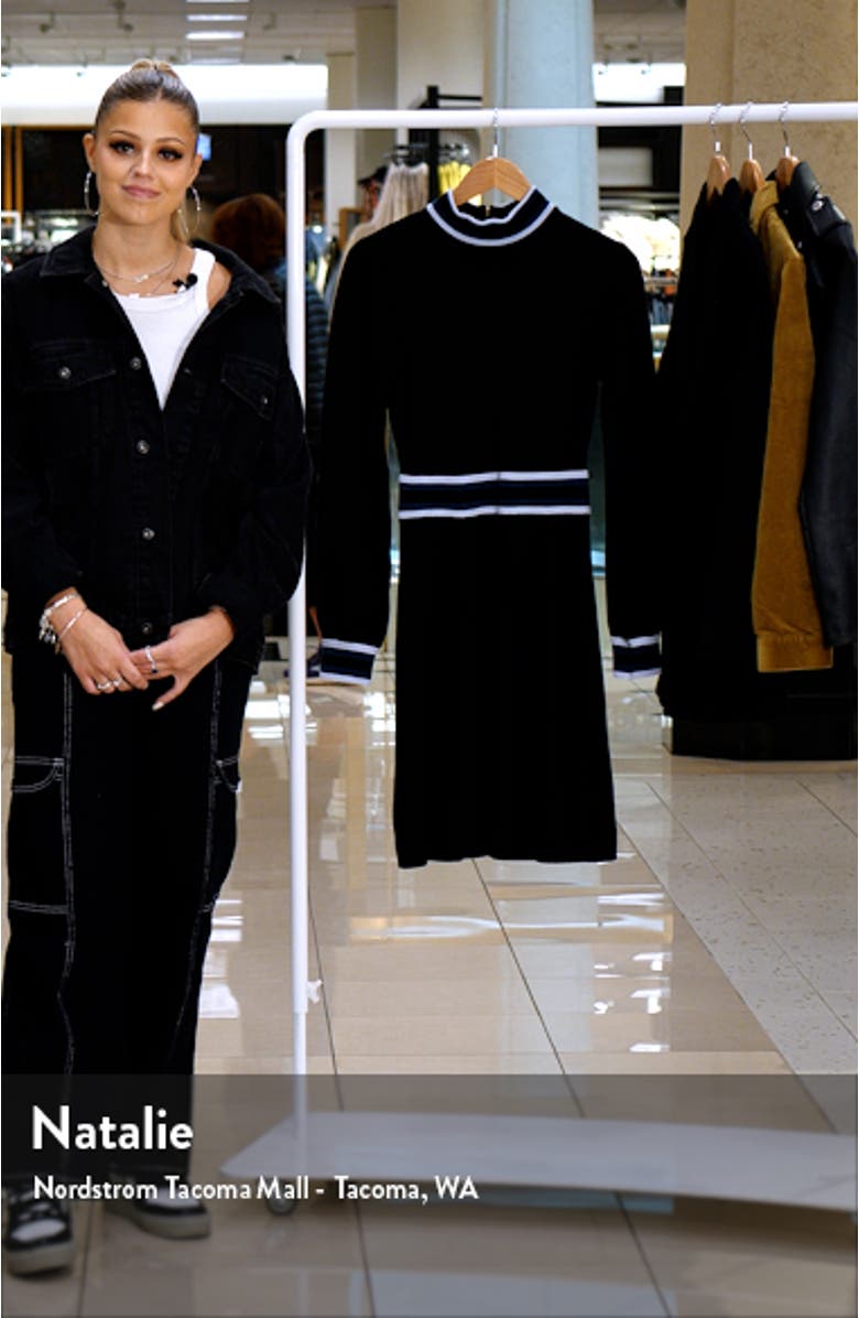 Mock Neck Long Sleeve Fit & Flare Dress, sales video thumbnail