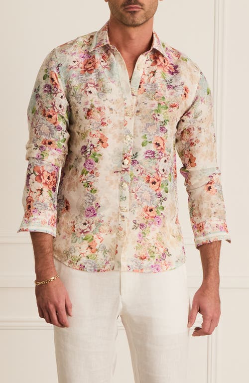 Aqua Blu Relaxed Fit Blake Shirt in White Floral Print 