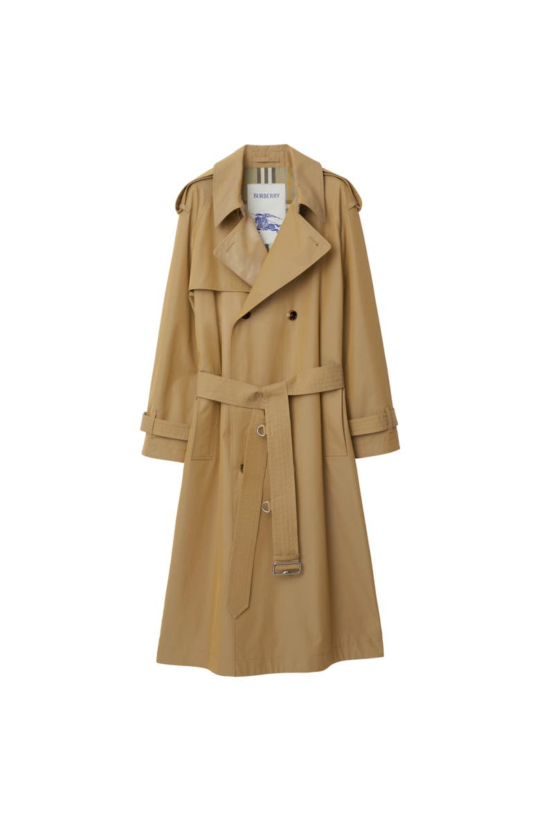 Burberry Long Gabardine Trench Coat, Alternate, color, 