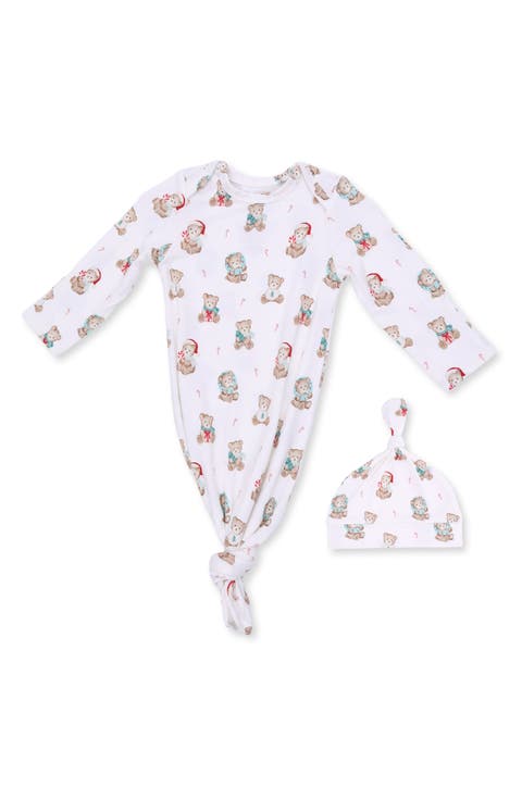Christmas Teddy Bears Gown & Hat Set