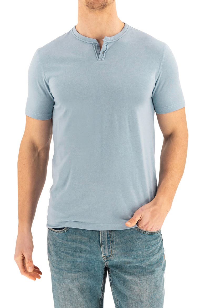 Short Sleeve Henley, Main, color, DUSTY BLUE