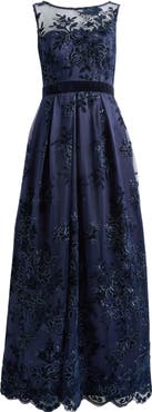 Eliza J Embroidered Sequin Ballgown