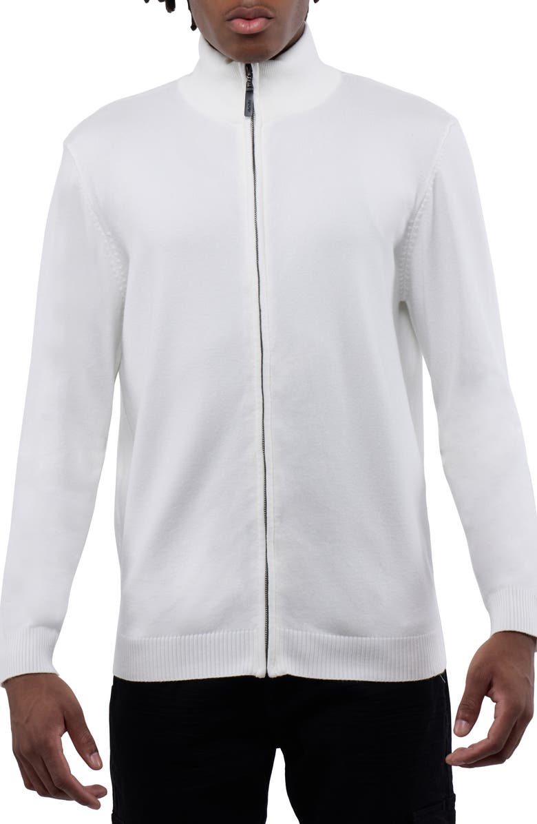 XRAY Mock Neck Full Zip Sweater, Main, color, Off White