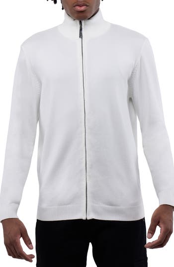 X-ray Xray Mock Neck Full Zip Sweater In Off White