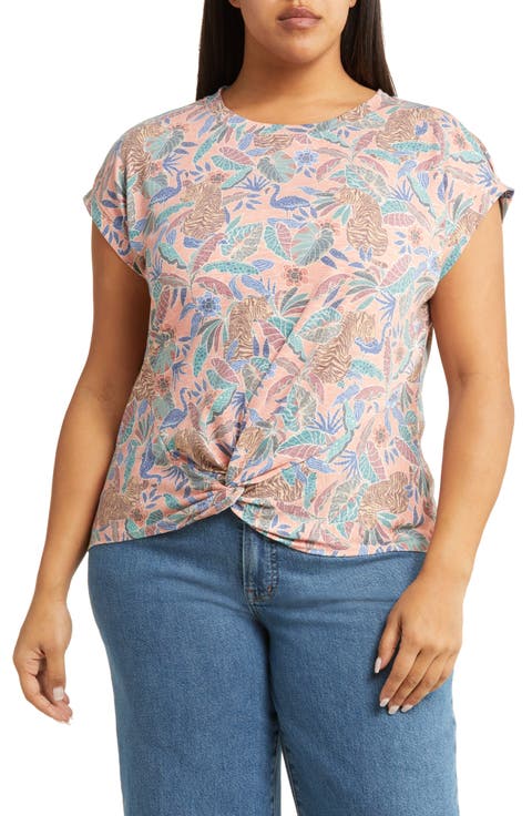 Floral Twist Hem Top (Plus Size) (Nordstrom Exclusive)