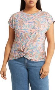 Wit & Wisdom Floral Twist Hem Top (Nordstrom Exclusive)