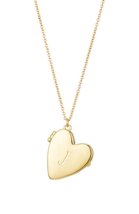Initial Heart Locket Pendant Necklace