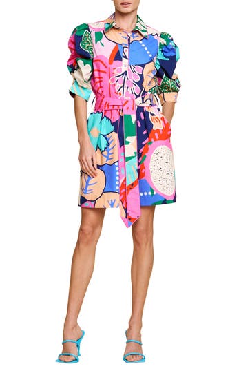 Shop Ciebon Scarlette Tie Belt Button Front Minidress