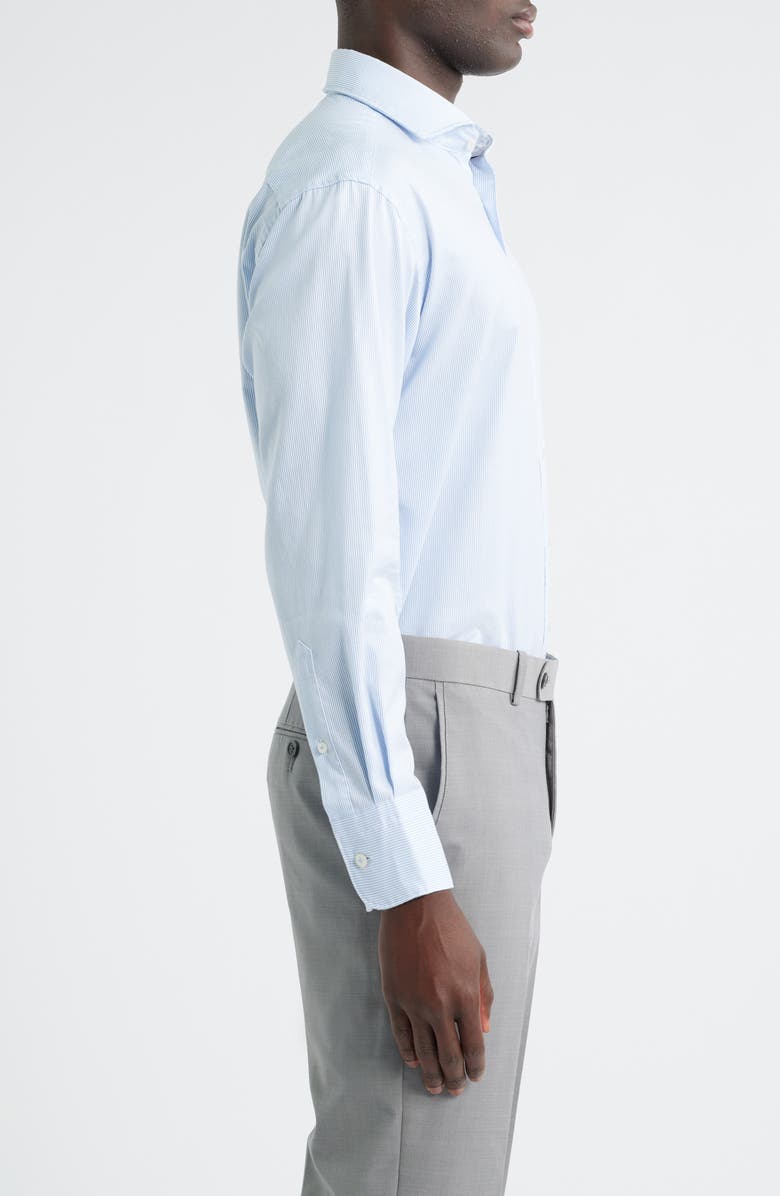 1863 by Eterna Stripe Non-Iron Cotton Twill Dress Shirt, Alternate, color, Sky