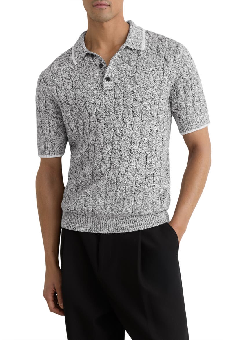 Denby Knit Polo, Main, color, BLACK/ WHITE