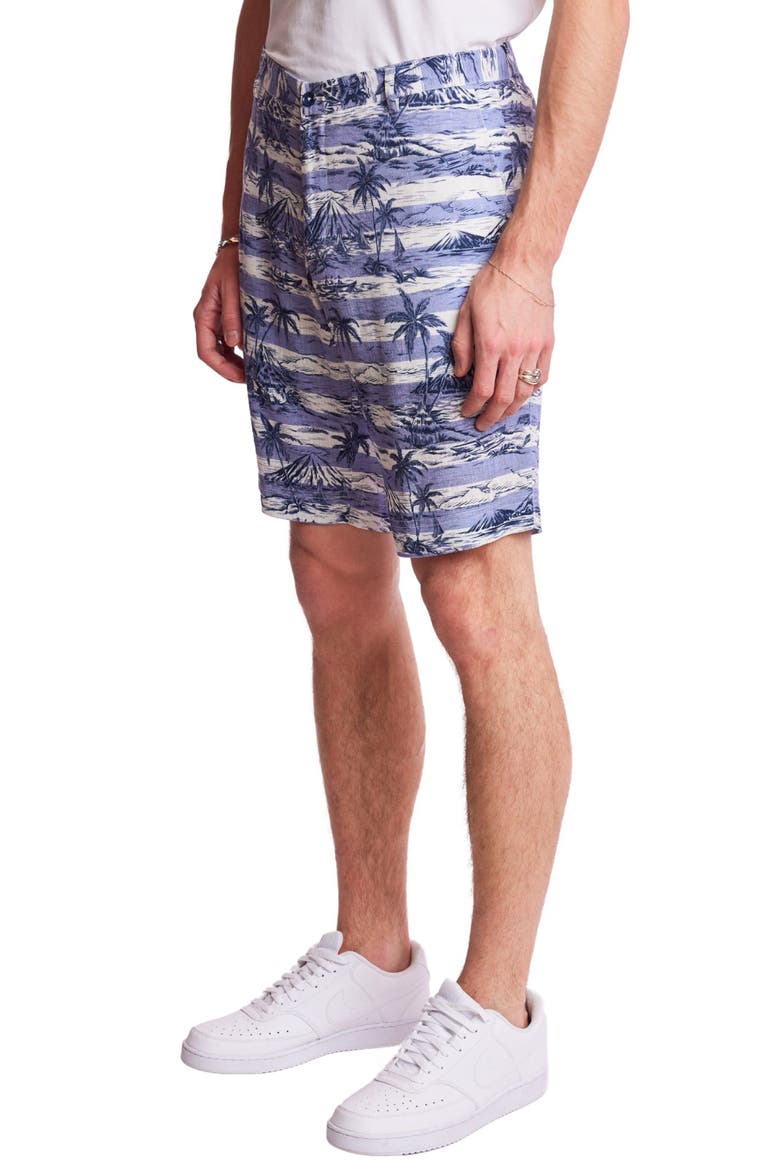 Felix Slim Fit Shorts, Alternate, color, INDIGO PALMS STRIPE