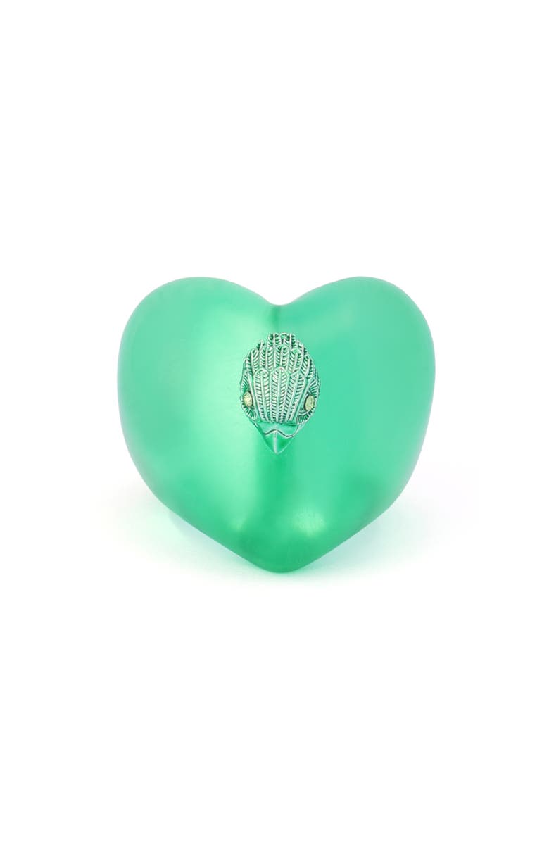 Kurt Geiger London Jelly Eagle Heart Cocktail Ring, Alternate, color, Green