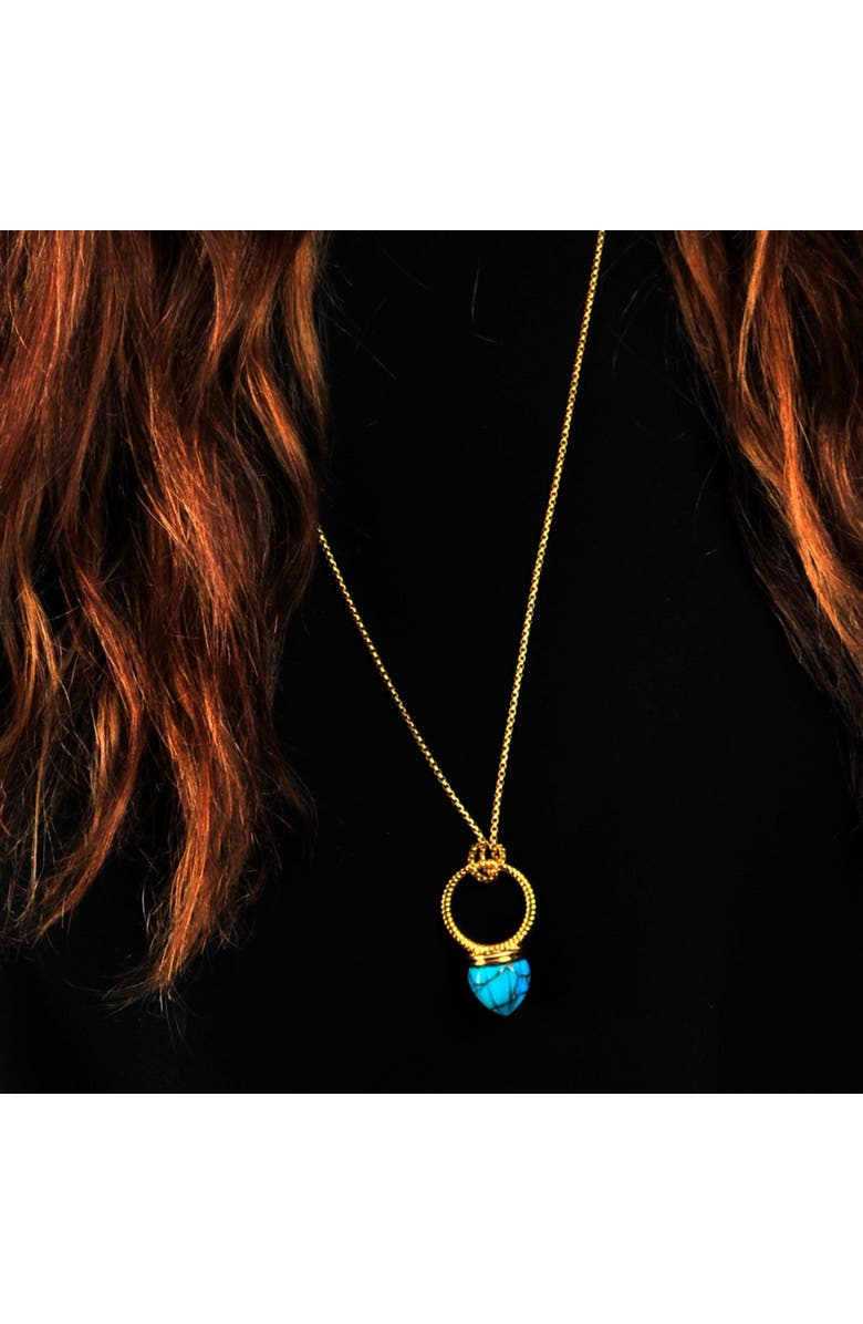 LuvMyJewelry Summer Nights Gold Plated Silver Turquoise Gemstone Single stone Ring Pendant, Alternate, color, 14Kt Gold Vermeil On Sterling