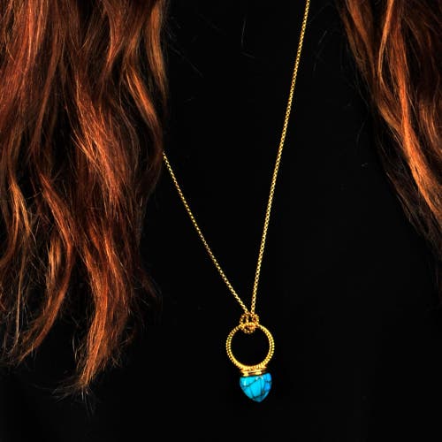 Luvmyjewelry Summer Nights Gold Plated Silver Turquoise Gemstone Single Stone Ring Pendant In 14kt Gold Vermeil On Sterling
