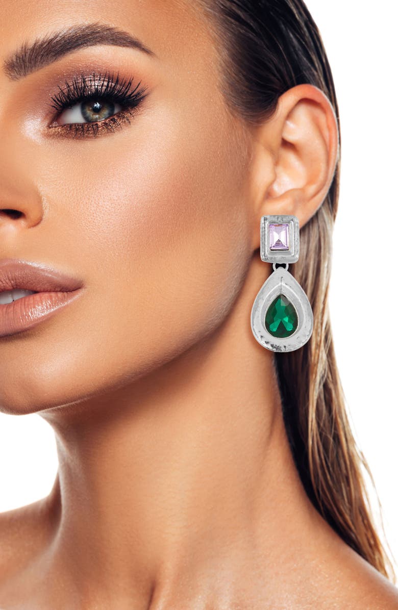 SPHERA MILANO Teardrop Statement Earrings, Alternate, color, Silver