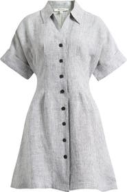 Madewell Pleated Linen Mini Shirtdress