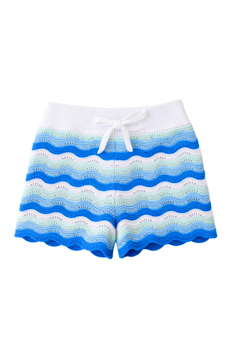 Crochet Knit Shorts, Main, color, Blue