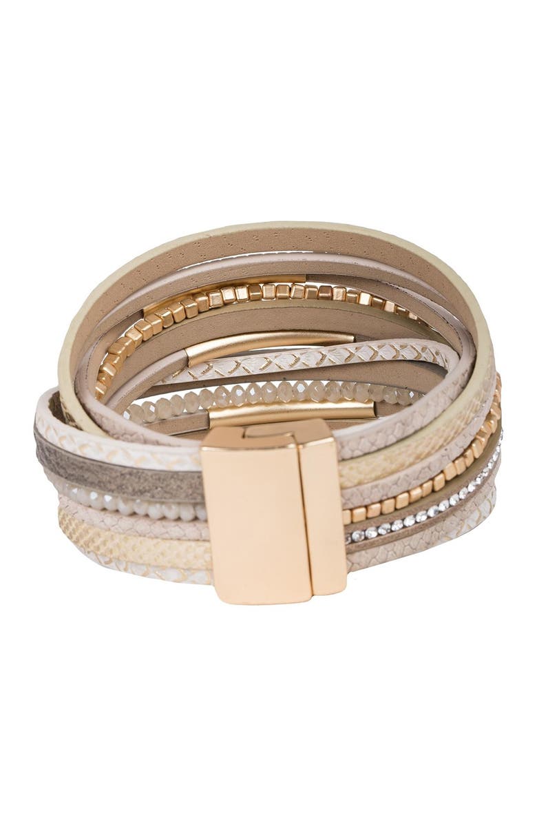 SAACHI Multi Strand Wrap Bracelet, Alternate, color, Taupe