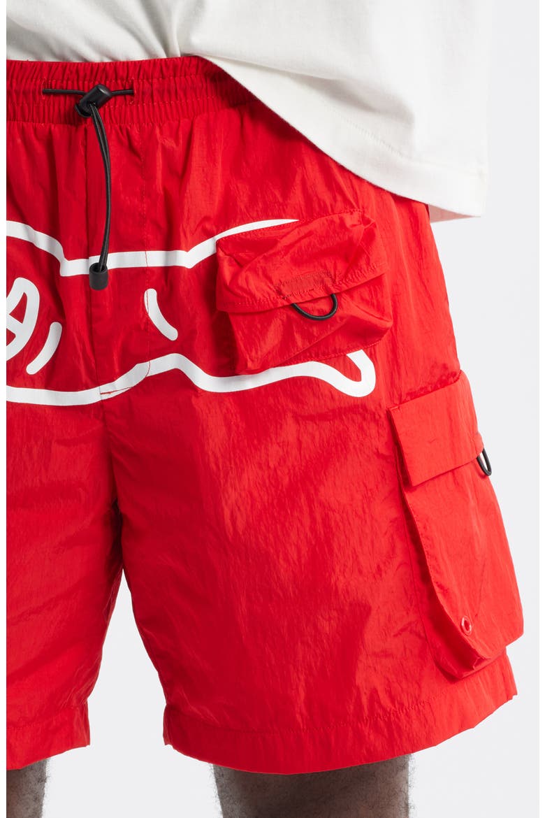 Running Dog Graphic Cargo Hiker Shorts, Alternate, color, FIERY RED