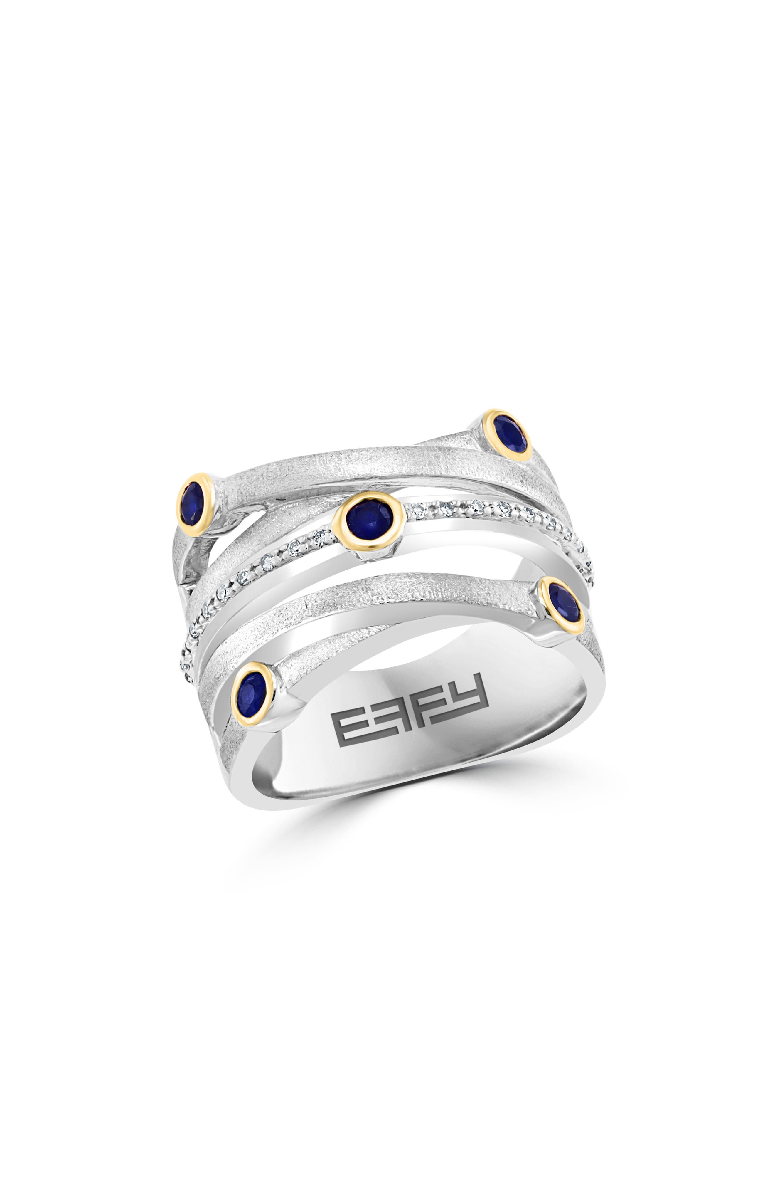 Sterling Silver Sapphire & Diamond Band Ring